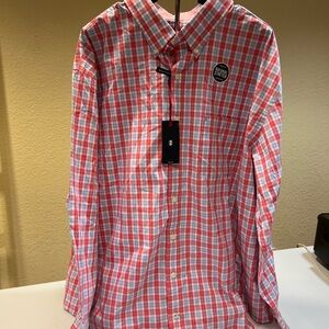 NWT IZOD Pink and Blue Plaid Button Down Shirt. 3XLT